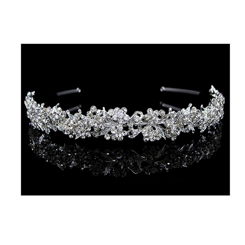 Silver Rhinestones Glam Tiara bridal prom crown